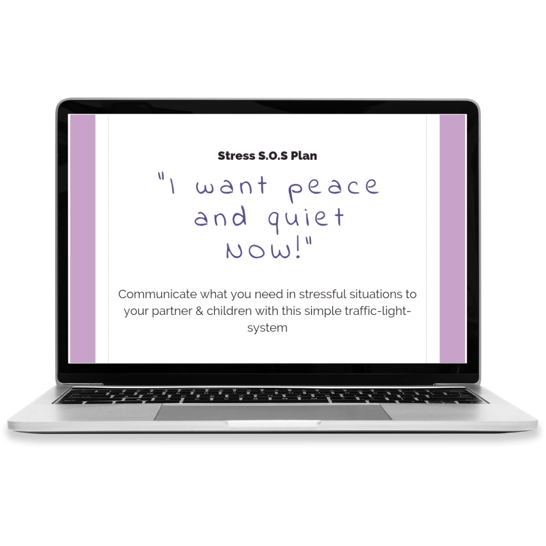 Laptop mock up showing title "I want peace and quiet now"