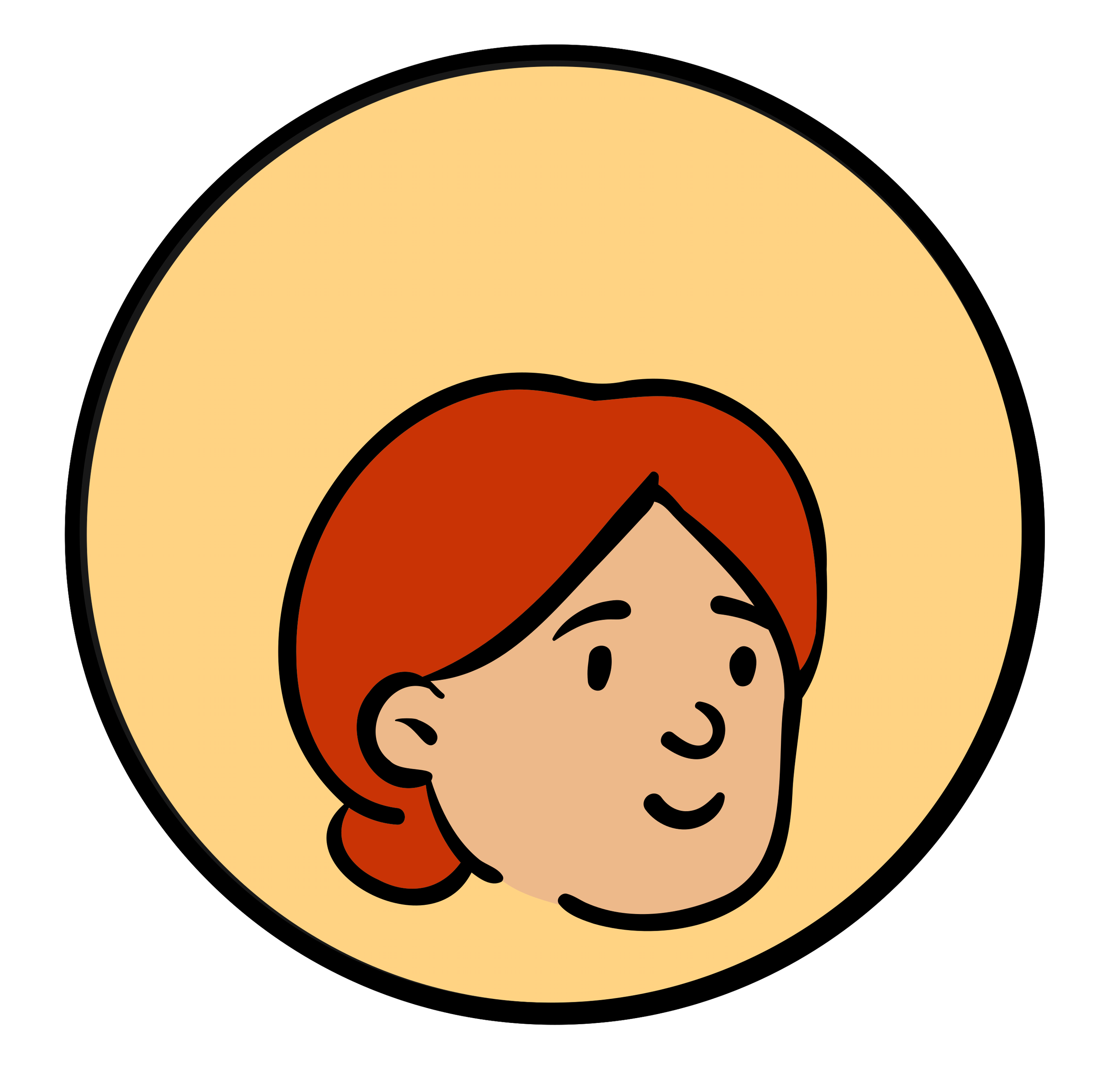 Illustration of a customer avatar; red-haired woman